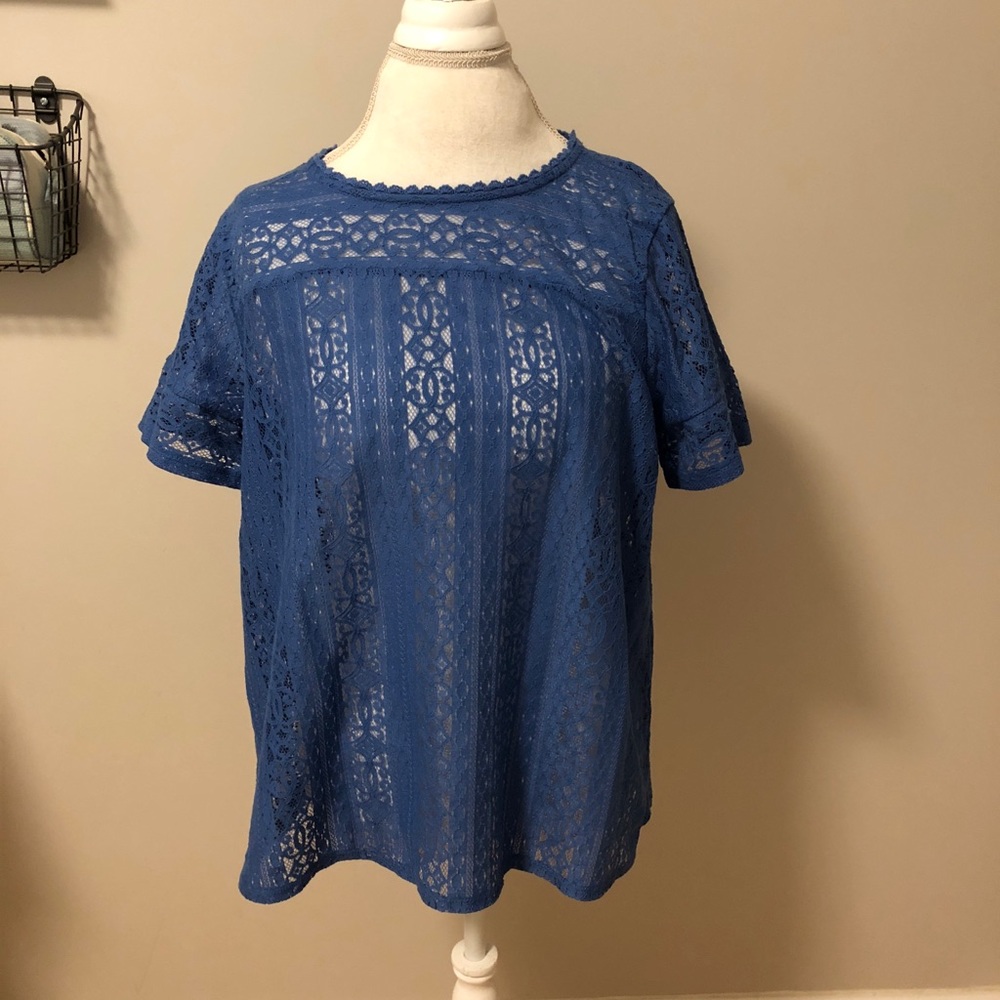 LOFT Blue Lace Top